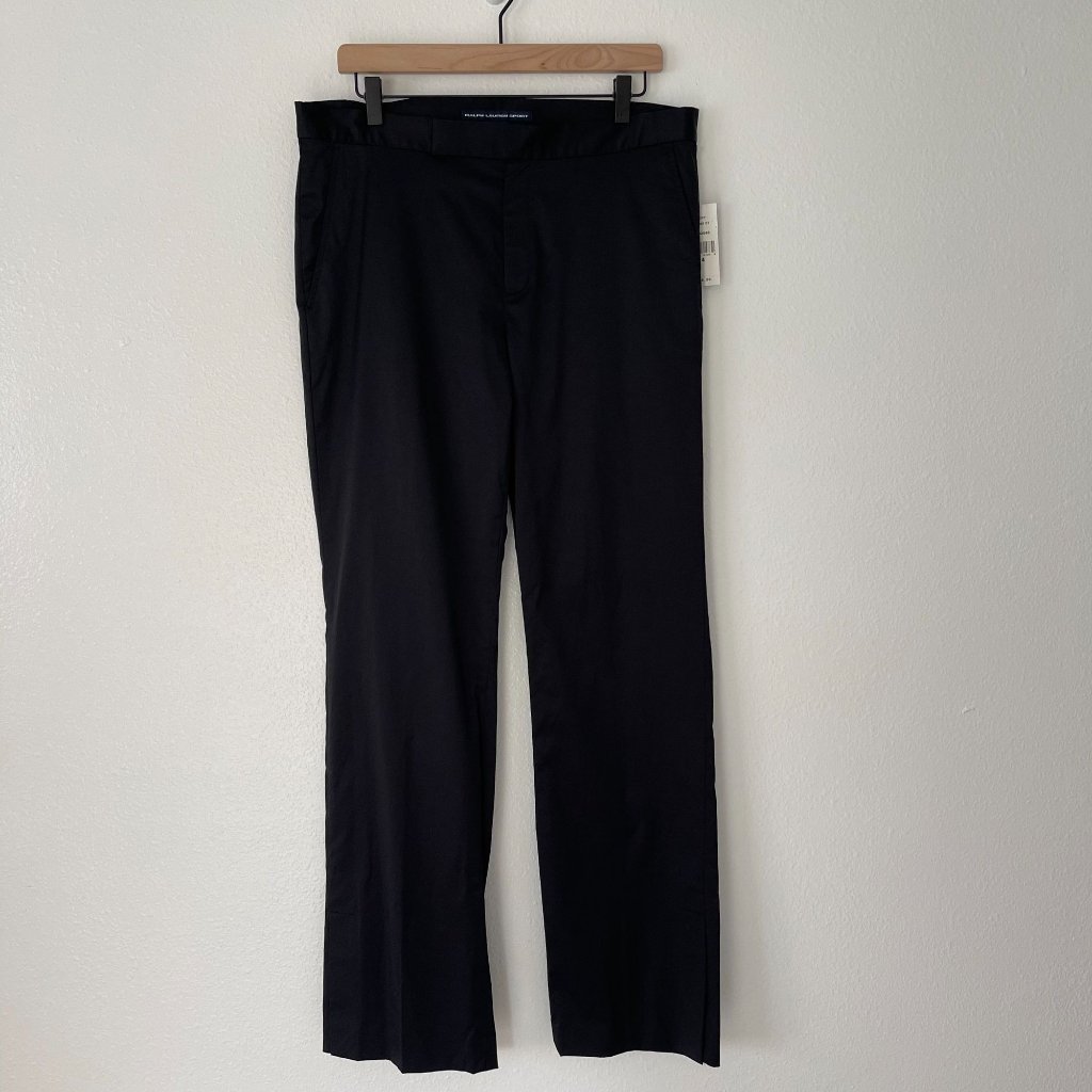 New! Ralph Lauren Sport Black Trouser Pants Split Ankle Women's Us Size 14 High